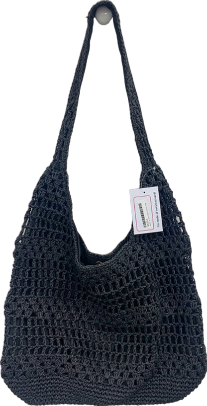 New Look Black Crochet Shoulder Bag One Size