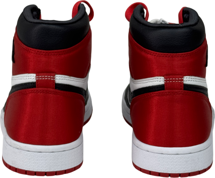 Nike White / Red / Black Jordan 1 Retro High Satin Black Toe Trainers UK 5 EU 38.5 👠