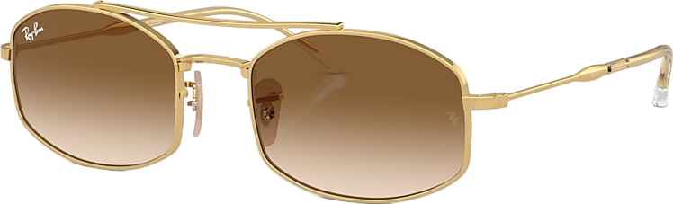 Ray-Ban Orb3719 Gold / Brown Gradient Oval Sunglasses In Case BNWT