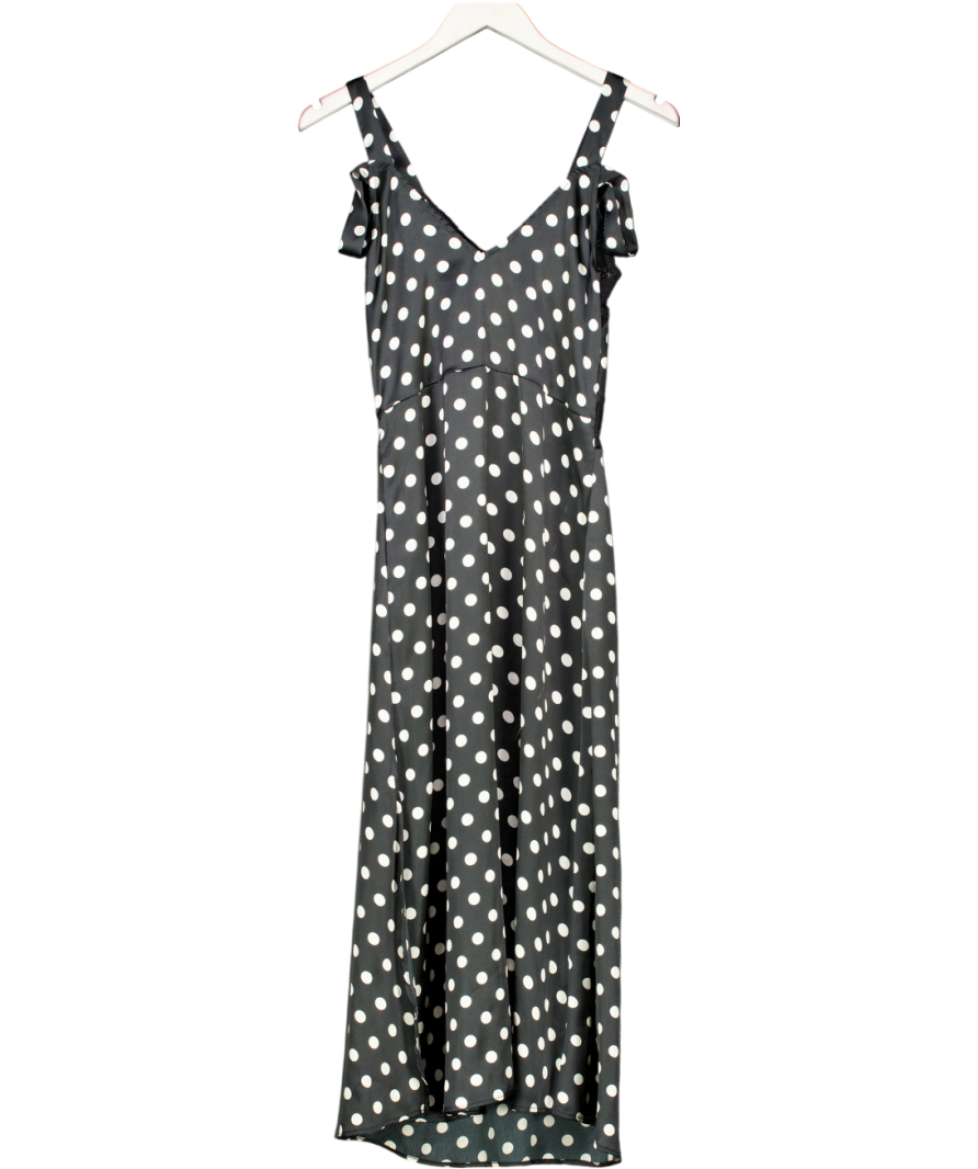Topshop Black Polka Dot Lace Satin Slip Dress UK 8