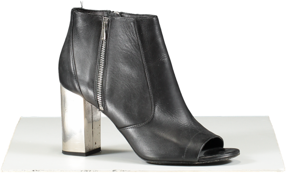 Vince Black peep Toe shoe Boots With Metallic Block Heel UK 6.5 EU 39.5 👠
