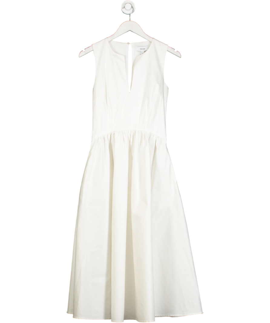 REISS White Liza Corset Cotton Midi Dress UK 4