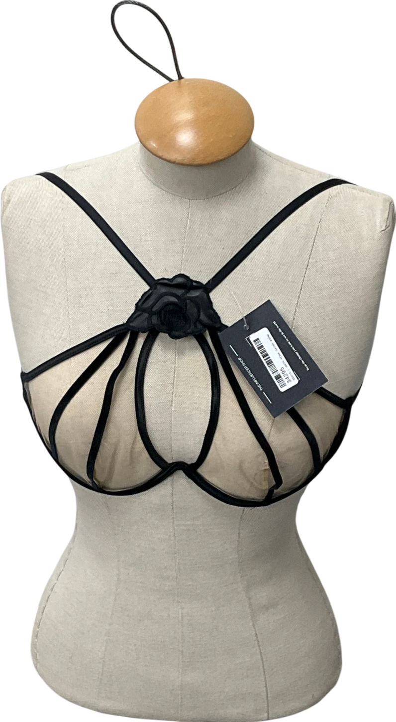 Black Mesh Underwire Bra One Size
