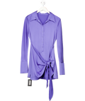 Rat & Boa Purple Satin Long Sleeved Mini Shirt Dress UK M