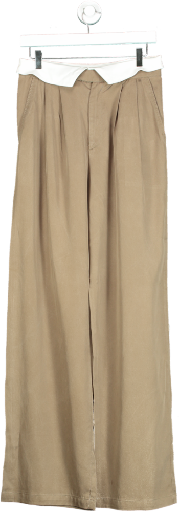 Joseph Beige Wide-Leg Trousers UK 10