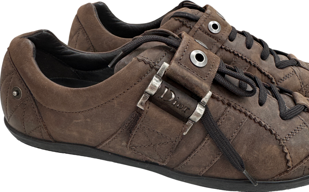 Dior Brown Nubuck 2000s Buckle Trainers UK 7.5 EU 40.5 👠