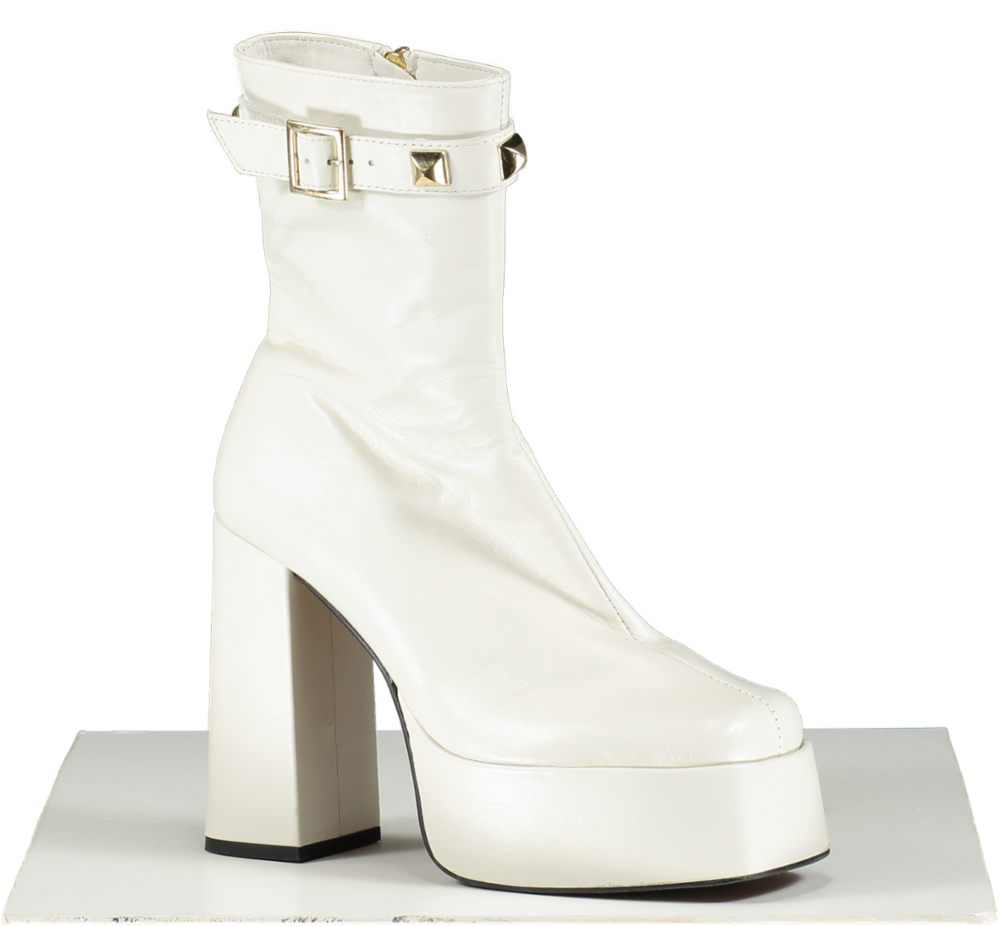 Karen Millen Cream Leather Studded Trim Platform Boot UK 5 EU 38 👠