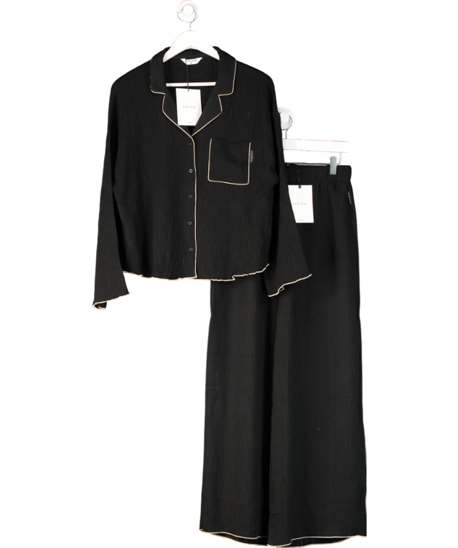 LOUNGE APPAREL Black Crinkle Pyjama Set UK S