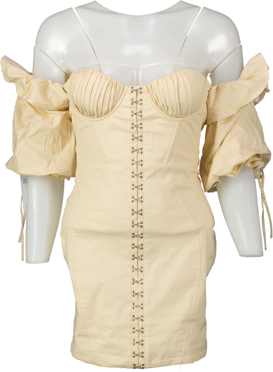 PrettyLittleThing Cream Hook And Eye Corset Bodycon Dress UK 6