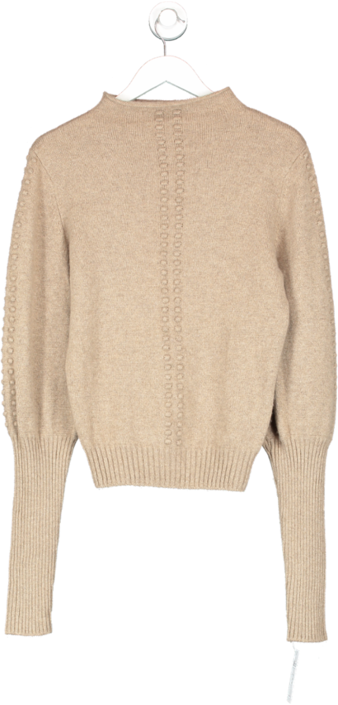 Garin Beige The Chelsea 100% Cashmere jumper In Taupe UK M