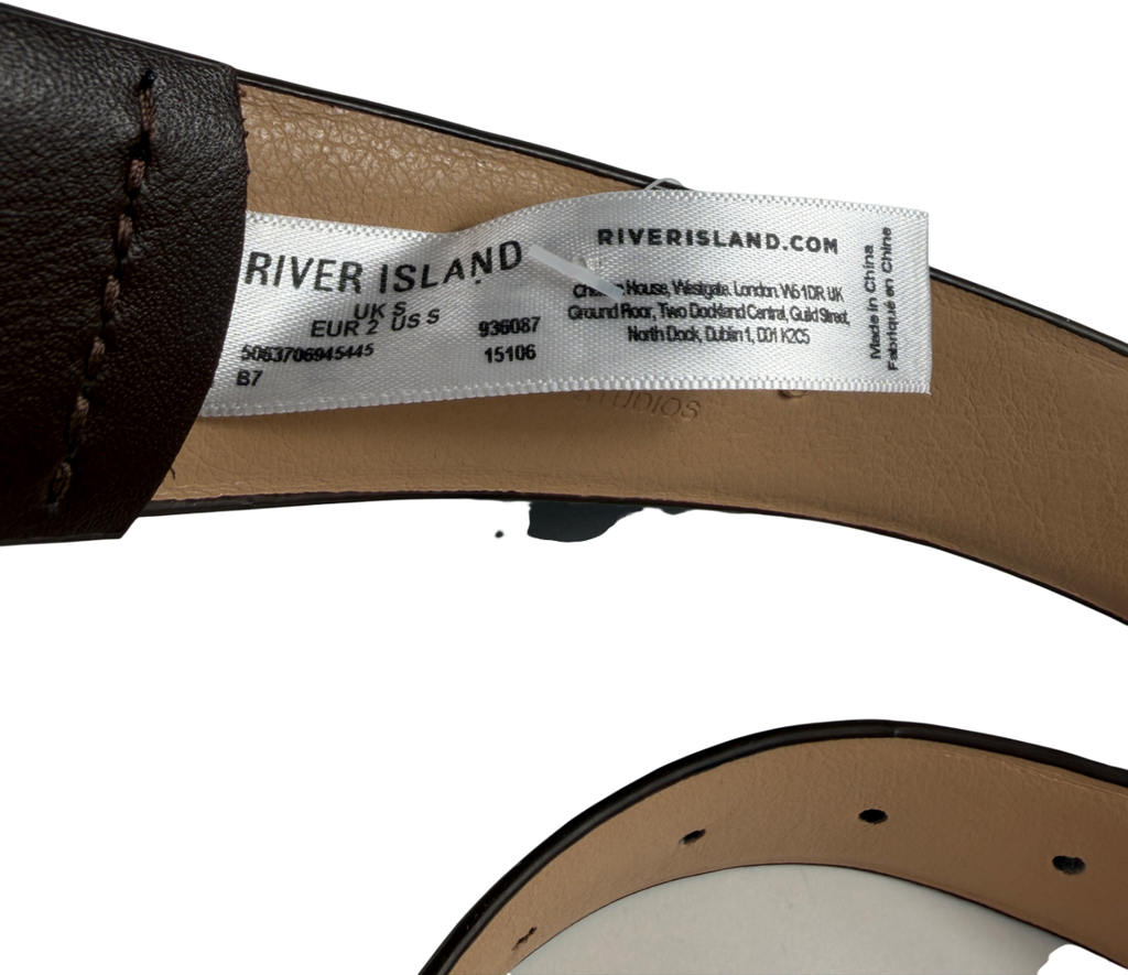 River Island Brown Multiple Keeper Faux Leather Belt UK S