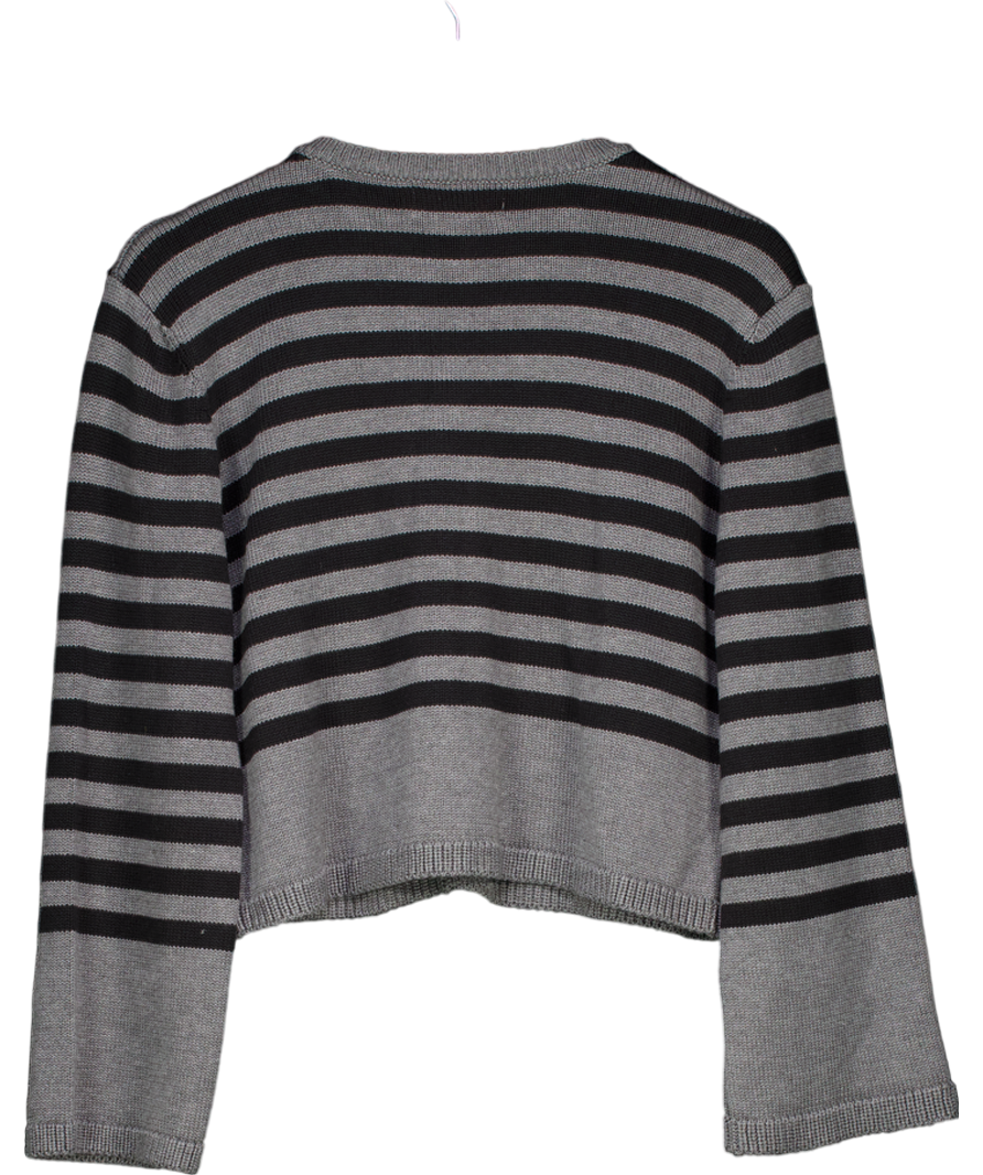 WAT. THE BRAND Grey Striped Gold Buttoned Cardigan UK 8