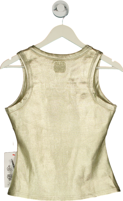 Never Fully Dressed Gold Ribbed Tank Top UK M