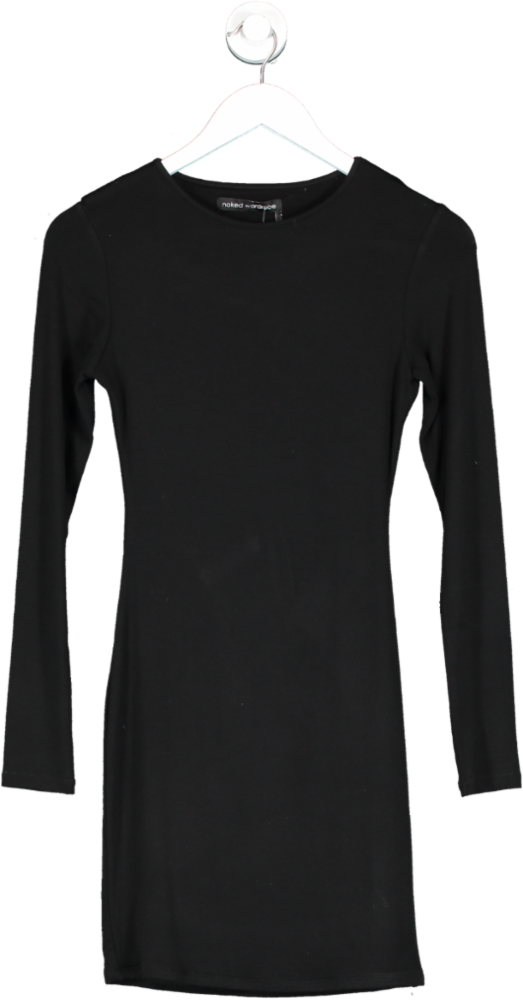 Naked Wardrobe Black Long Sleeve Mini Dress UK 10