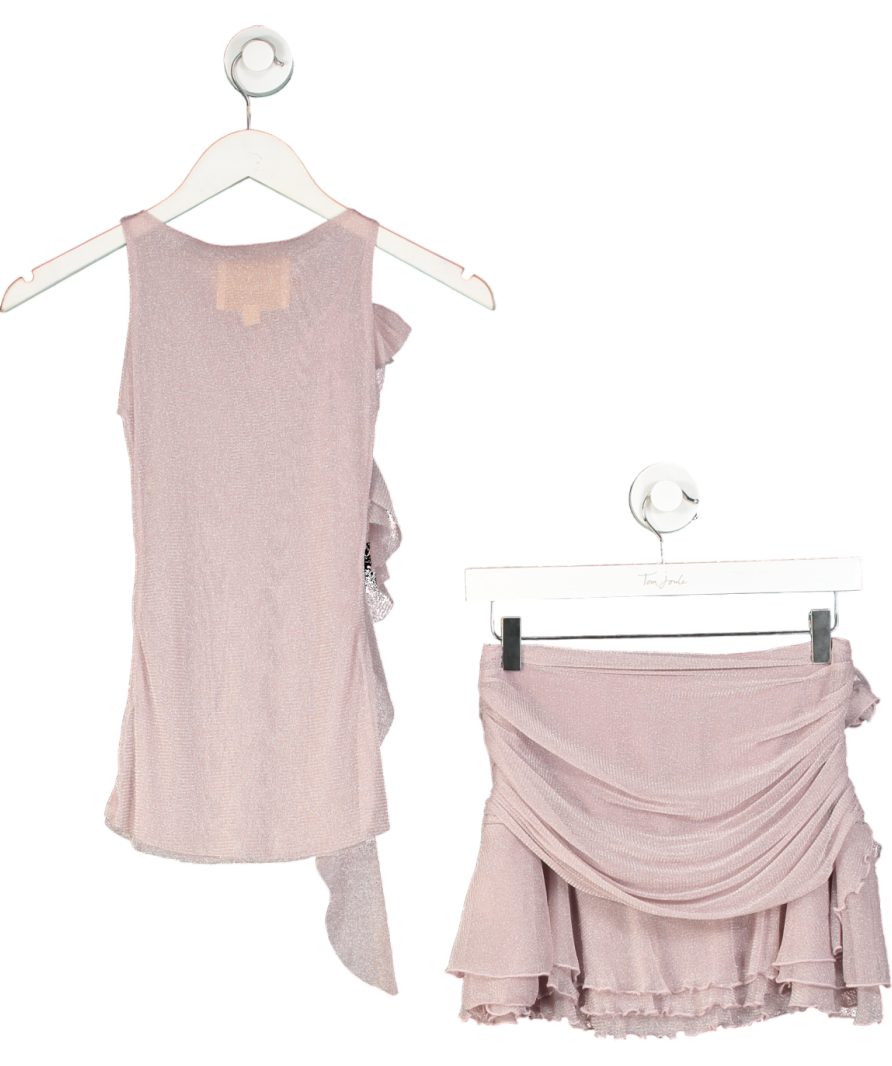 BubishLuxe Pink Glitter Mesh 2-piece Top And Skirt Set UK 6