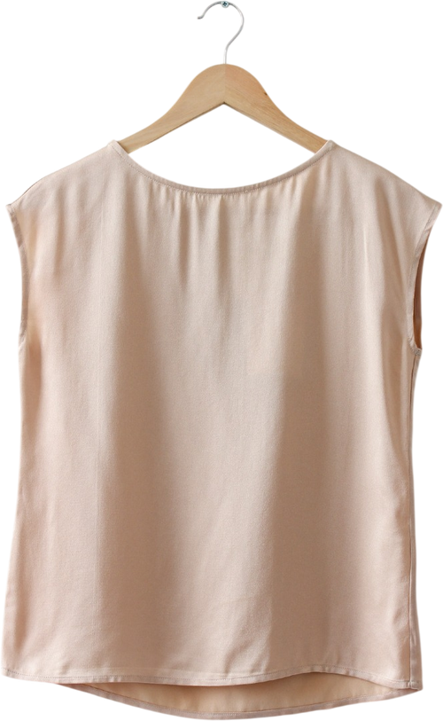 AAVELLE Beige Bamboo Silk Top UK S