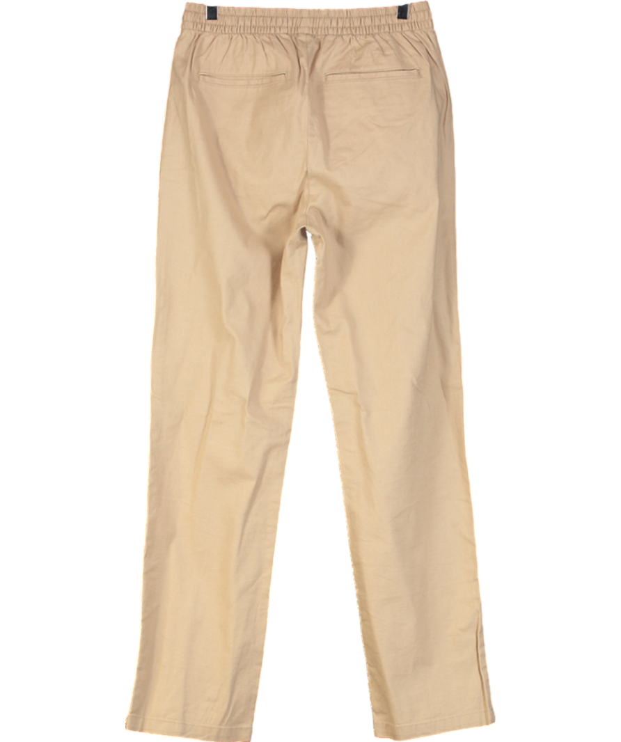 M&S Beige Tapered Fit Moleskin Front Trousers UK S