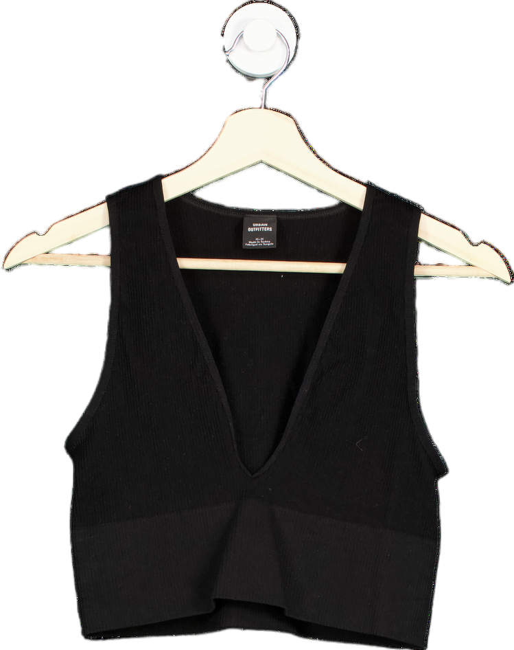 Urban Outfitters Black Ribbed Cropped Vest Top M