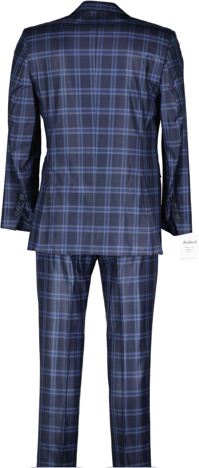William Hunt Two Piece Wool Suit In Blue Tartan W38