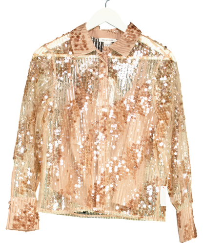 Monsoon Gwen Sheer Sequin Shirt Pink UK 8