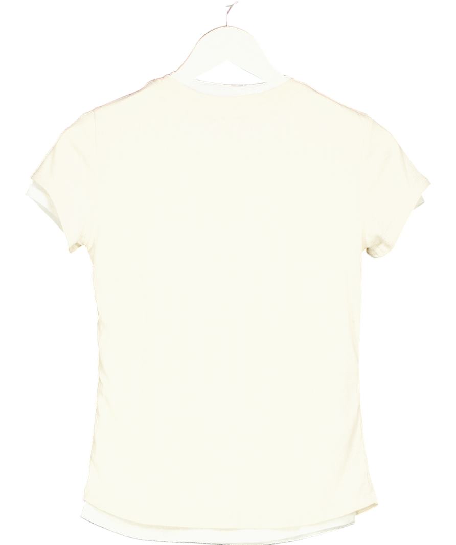 MANGO Cream Ribbed Top UK S