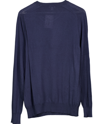 Sunspel Blue Sea Island Cashmere Blend Crew Neck Jumper UK M