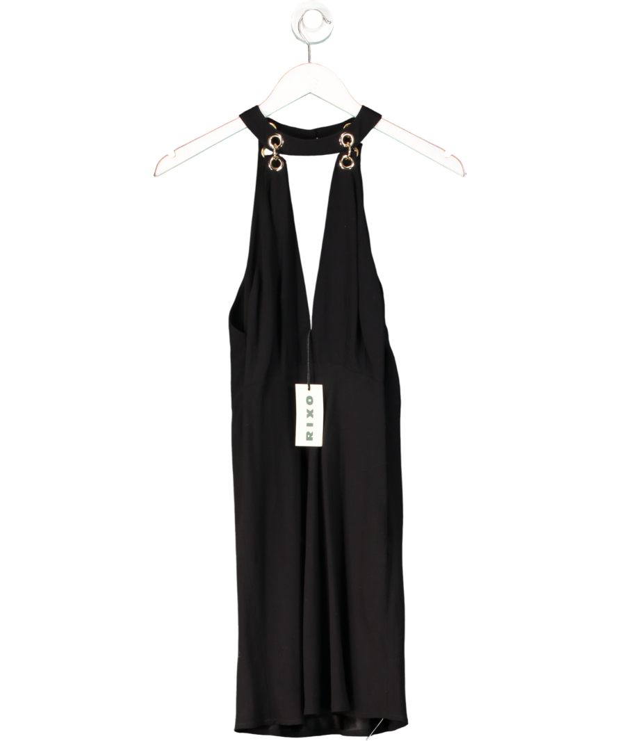 Rixo Black Ottilie Mini Dress UK 8
