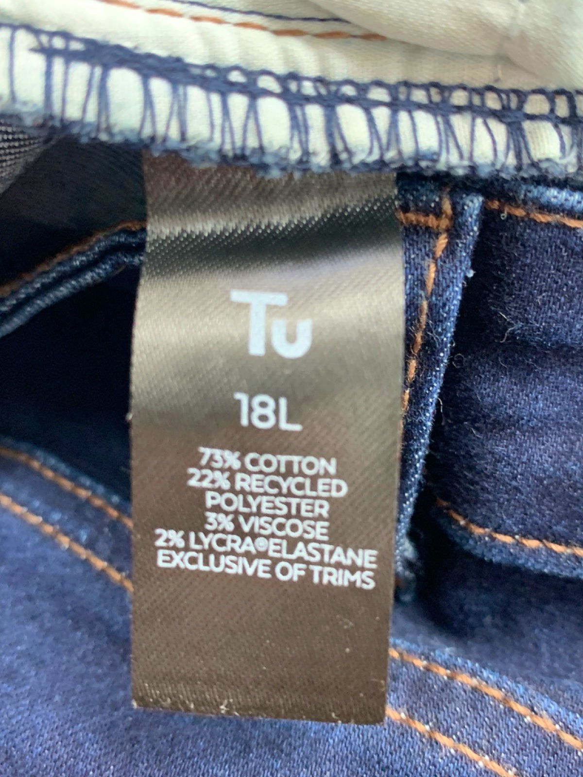 Tu Blue Straight Jeans UK 18L