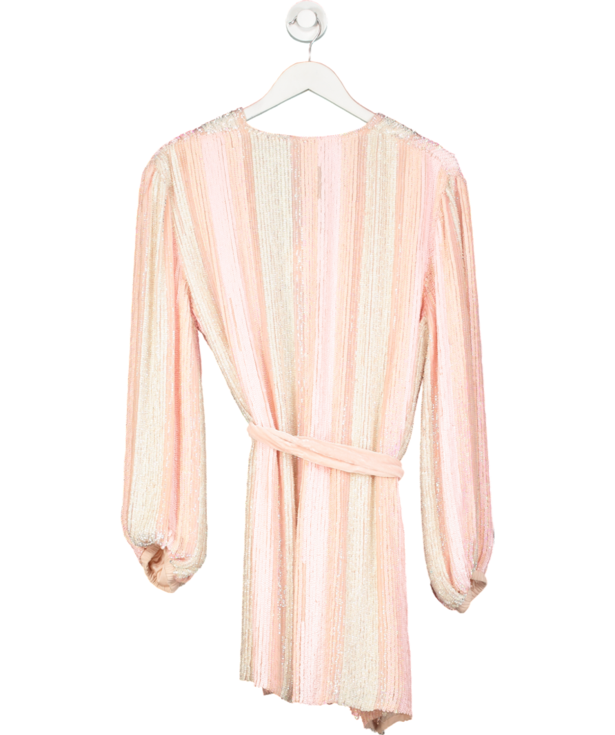 Retrofete Pink Gabrielle Sequin Robe Wrap Mini Dress UK S