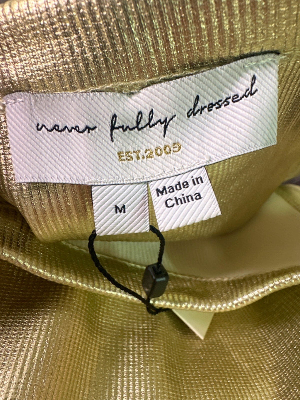 Never Fully Dressed Gold Ribbed Tank Top UK M