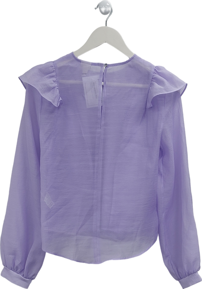 River Island Purple Sheer Ruffle Blouse UK 8