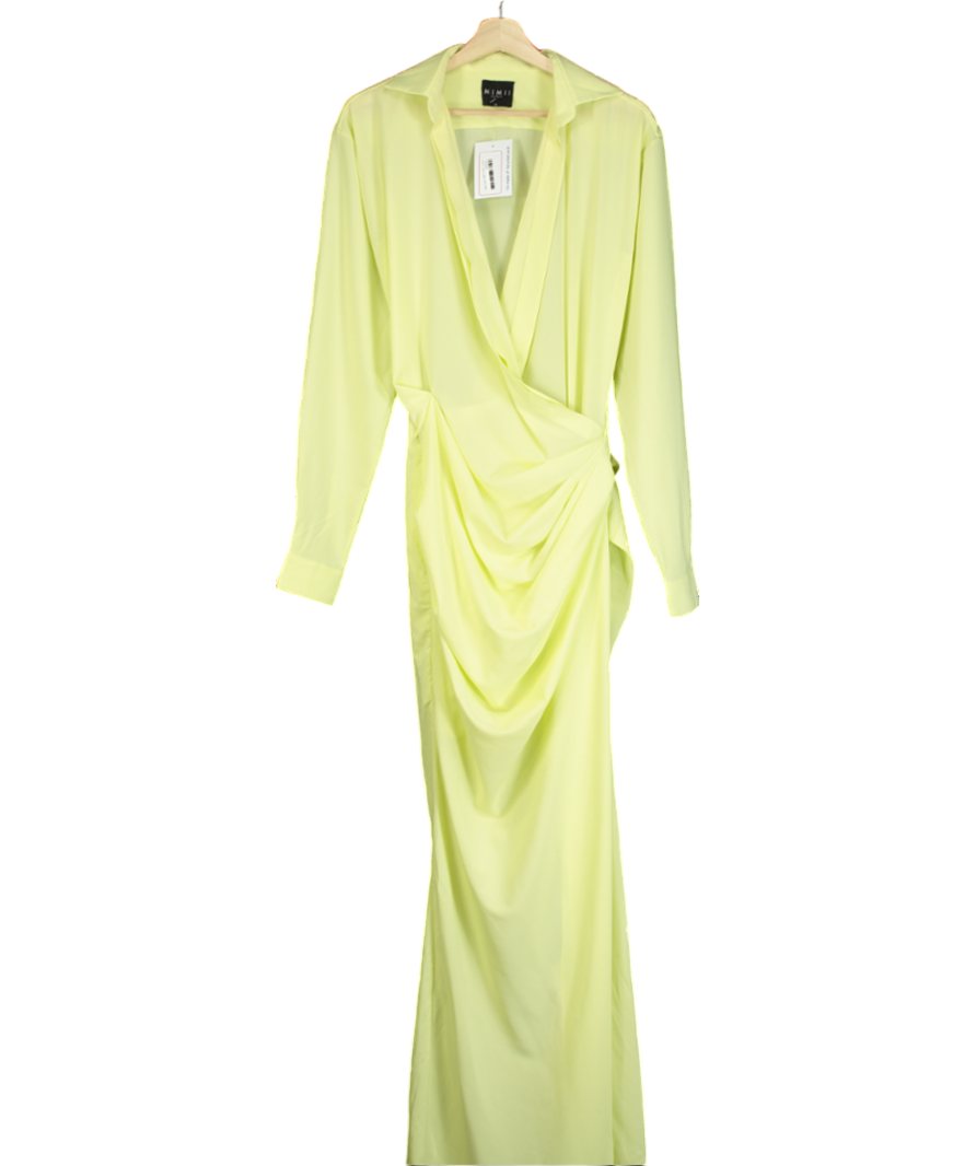 Mimii London Green Long Sleeve Drape Maxi Dress UK XS