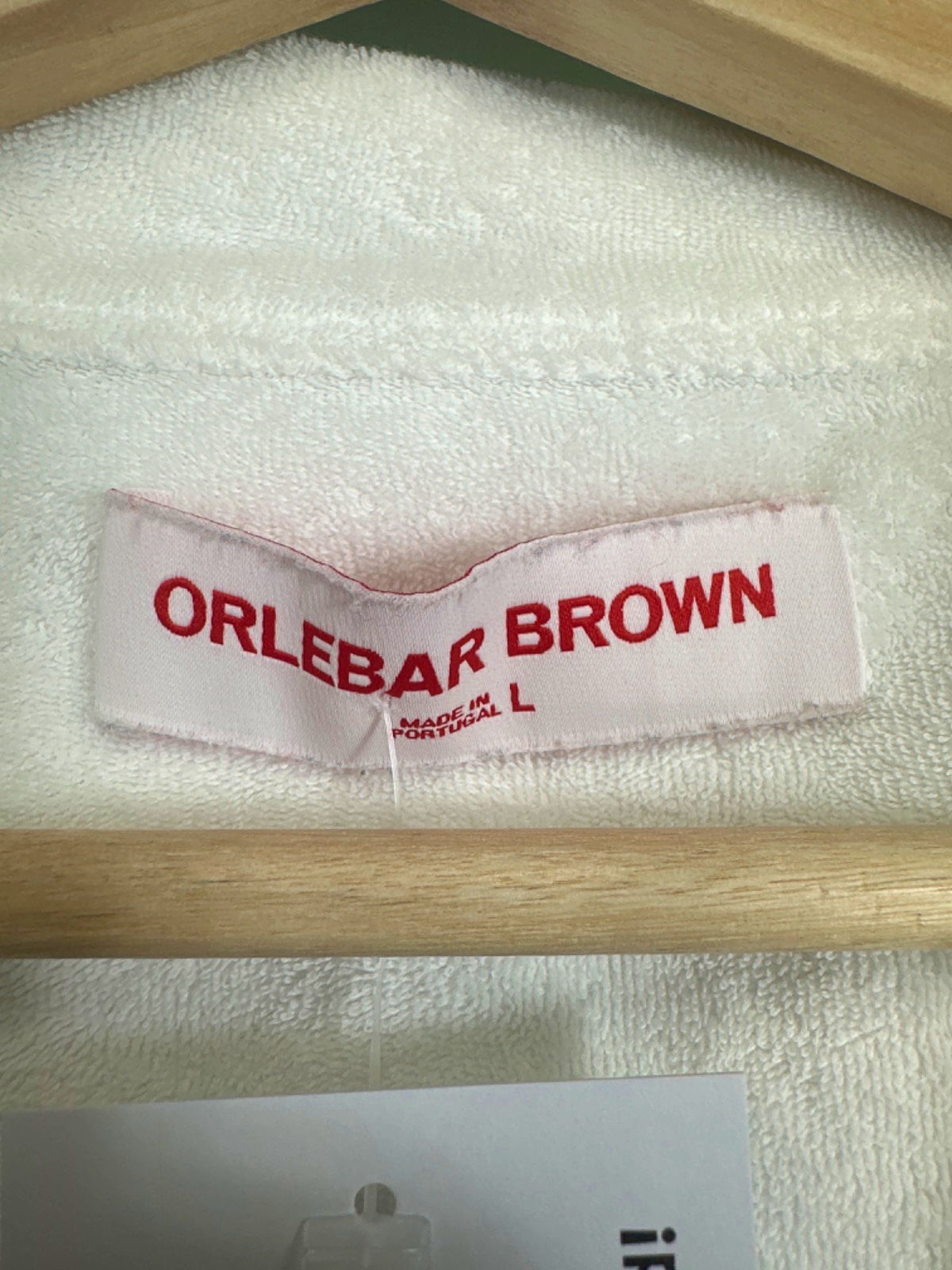 Orlebar Brown White Terry Towelling Polo Shirt UK L