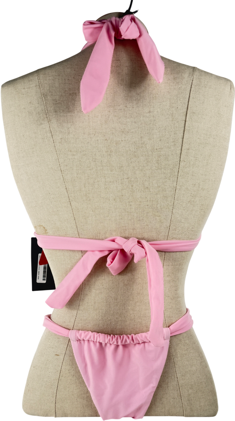Ego Pink Knot Detail Triangle Bikini Set UK S