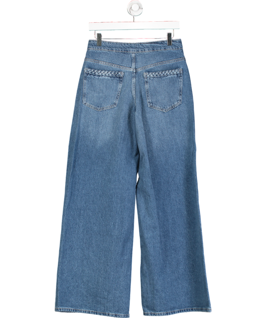 Next Blue Rinse Wash Palazzo Wide Leg 100% Cotton Jeans UK 8