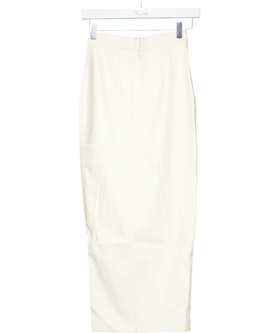 Kris Maran White Fit Cut Midi Skirt With Front Cut UK 6