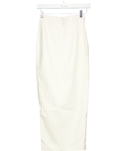 Kris Maran White Fit Cut Midi Skirt With Front Cut UK 6