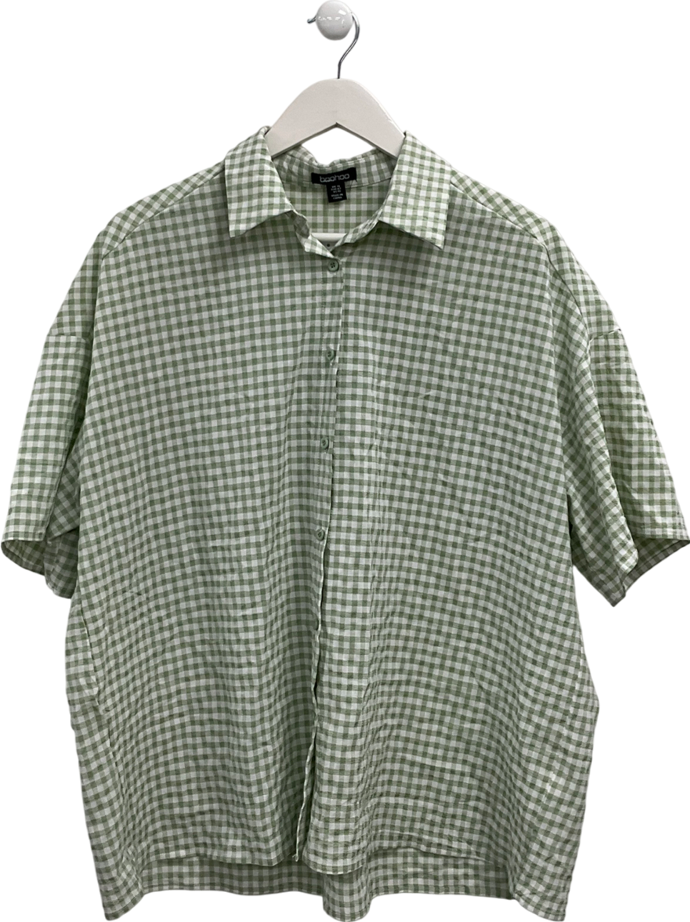 boohoo Green Gingham Boxy Short Sleeve Shirt UK 14