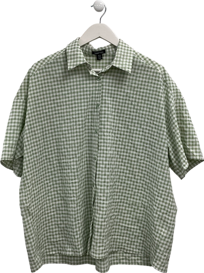 boohoo Green Gingham Boxy Short Sleeve Shirt UK 14