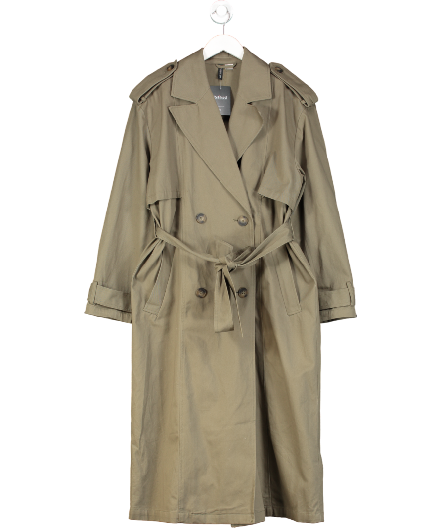 H&M Green Double-breasted Trench Coat UK S