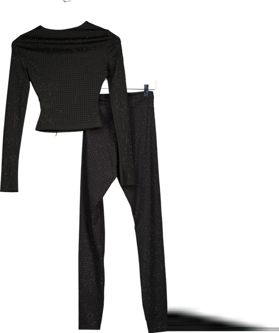 SLA the label 2-piece Black Nola Diamante Embellished Co-ord Set UK XXS-XS