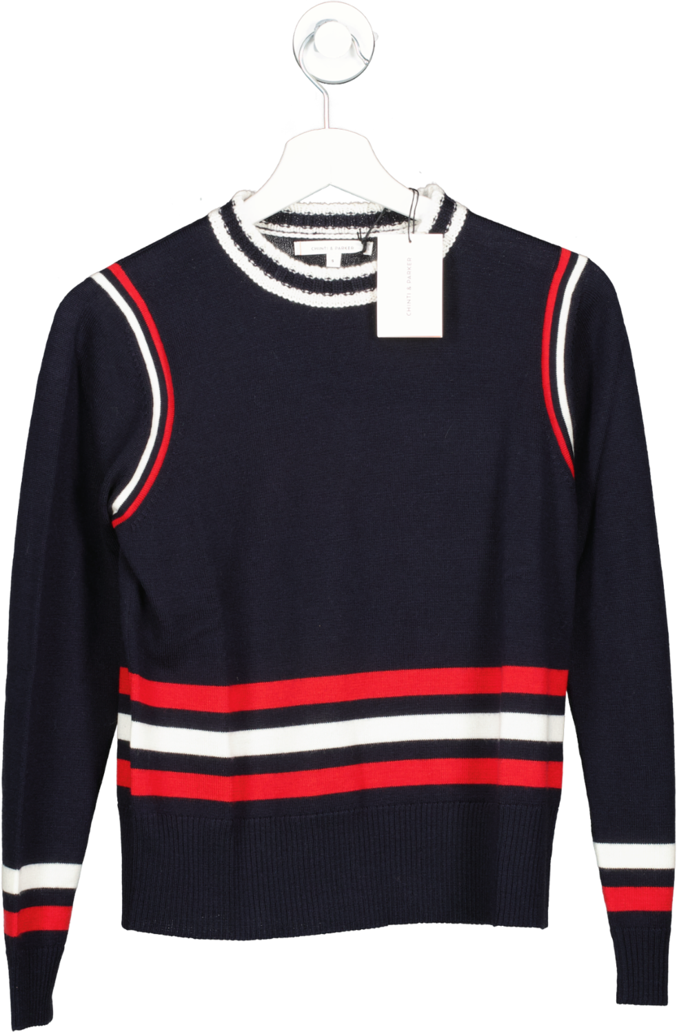 Chinti And Parker 100% Fine Wool Colour-block Striped Jumper In Blue BNWT UK S