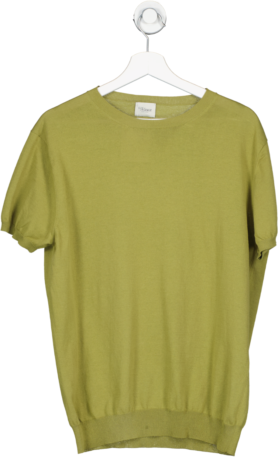 velasca Olive Green Knitted Cotton T Shirt UK M