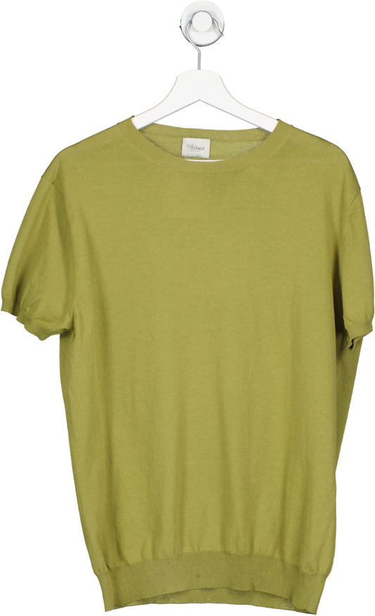 velasca Olive Green Knitted Cotton T Shirt UK M