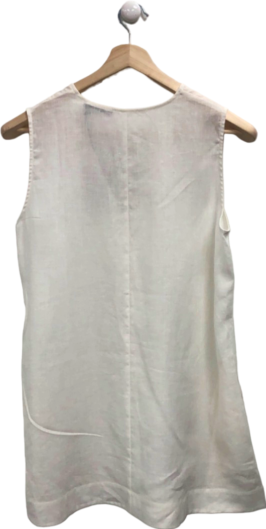 ASCENO Derya Mini Dress White Organic Linen UK XS