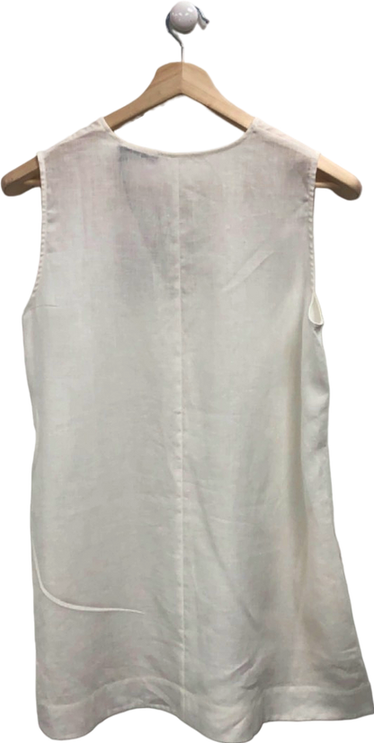 ASCENO Derya Mini Dress White Organic Linen UK XS