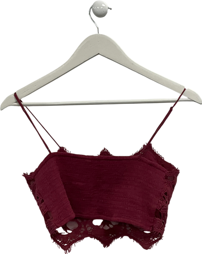 Free People Athena crochet lace scalloped Bralette In Wine UK M