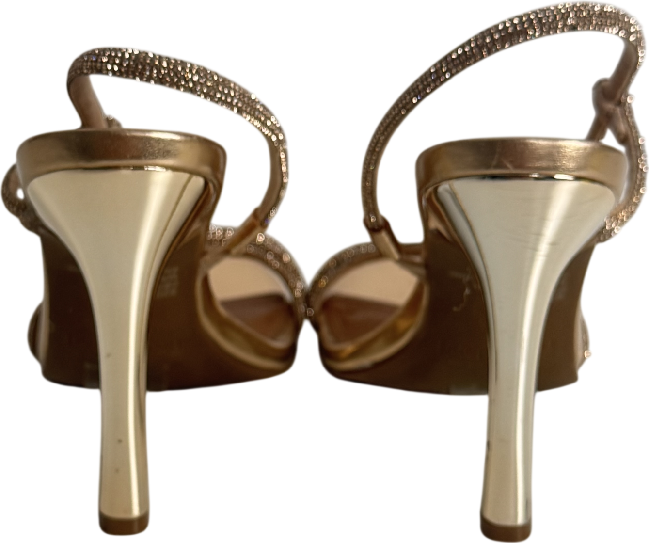 River Island Metallic Rose Gold Diamante Strappy Heeled Sandals UK 3 EU 36 👠