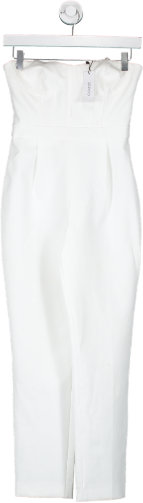 Coast White Petite Corset Detail Jumpsuit UK 6