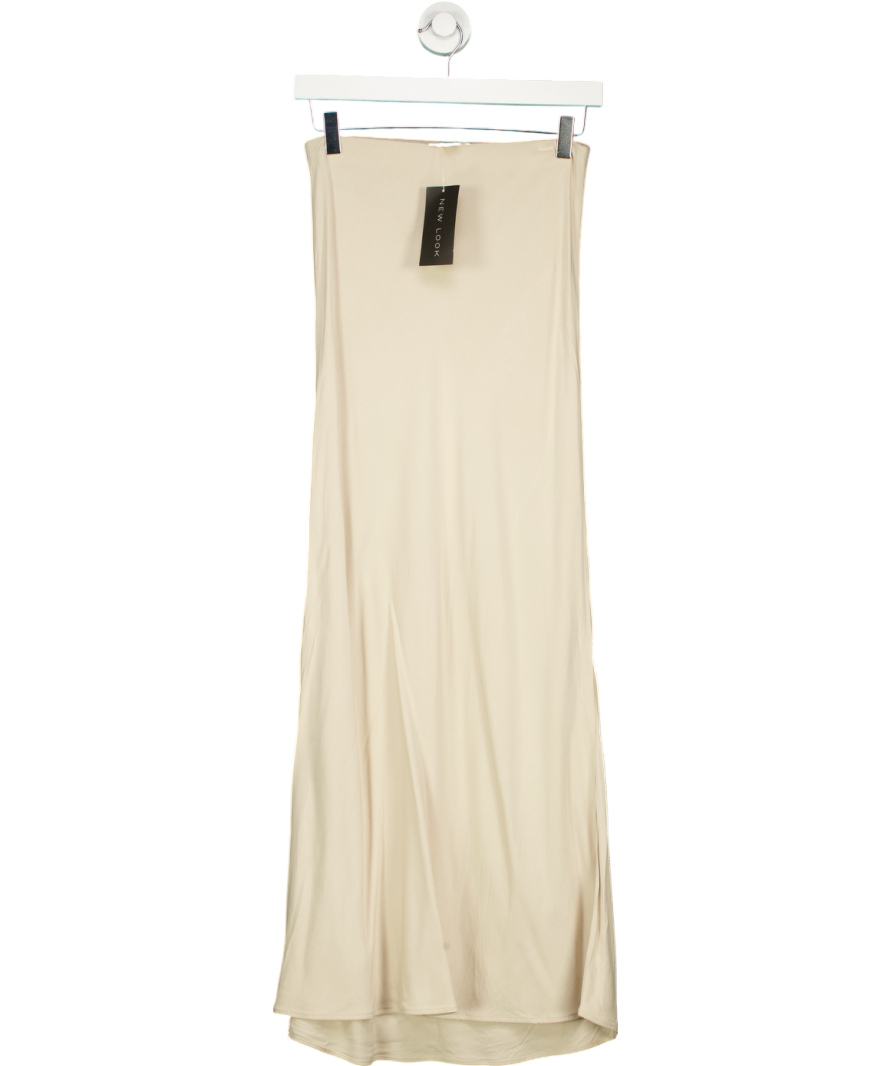 New Look Beige Bias Cut Slip Midi Skirt UK 8